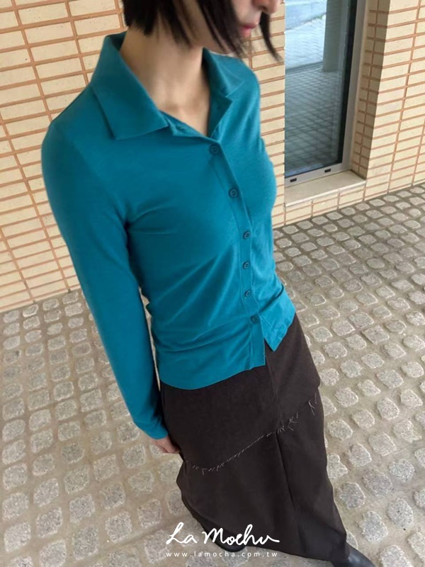 POLO領薄款排扣上衣